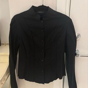 Maya Black Stand-Collar Button Jacket
